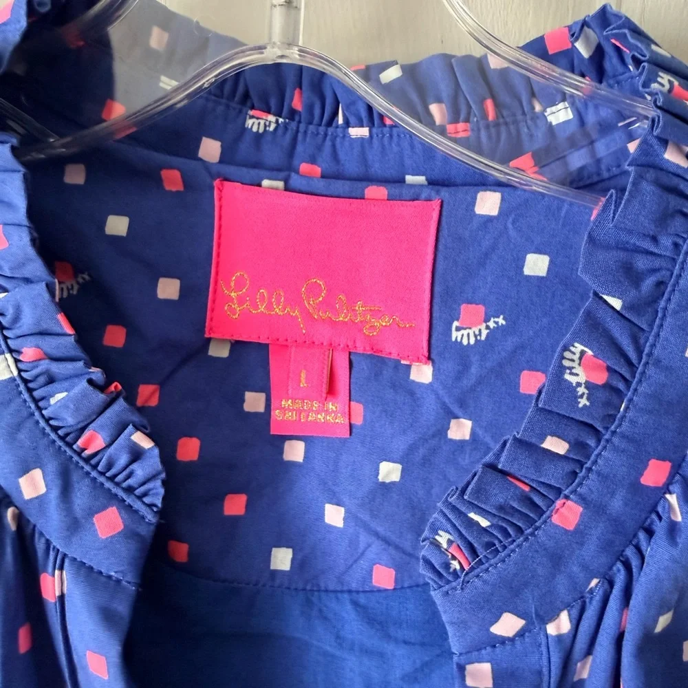 Lilly Pulitzer Blue and Pink Patterned dress 100% cotton - Picture 4 of 4